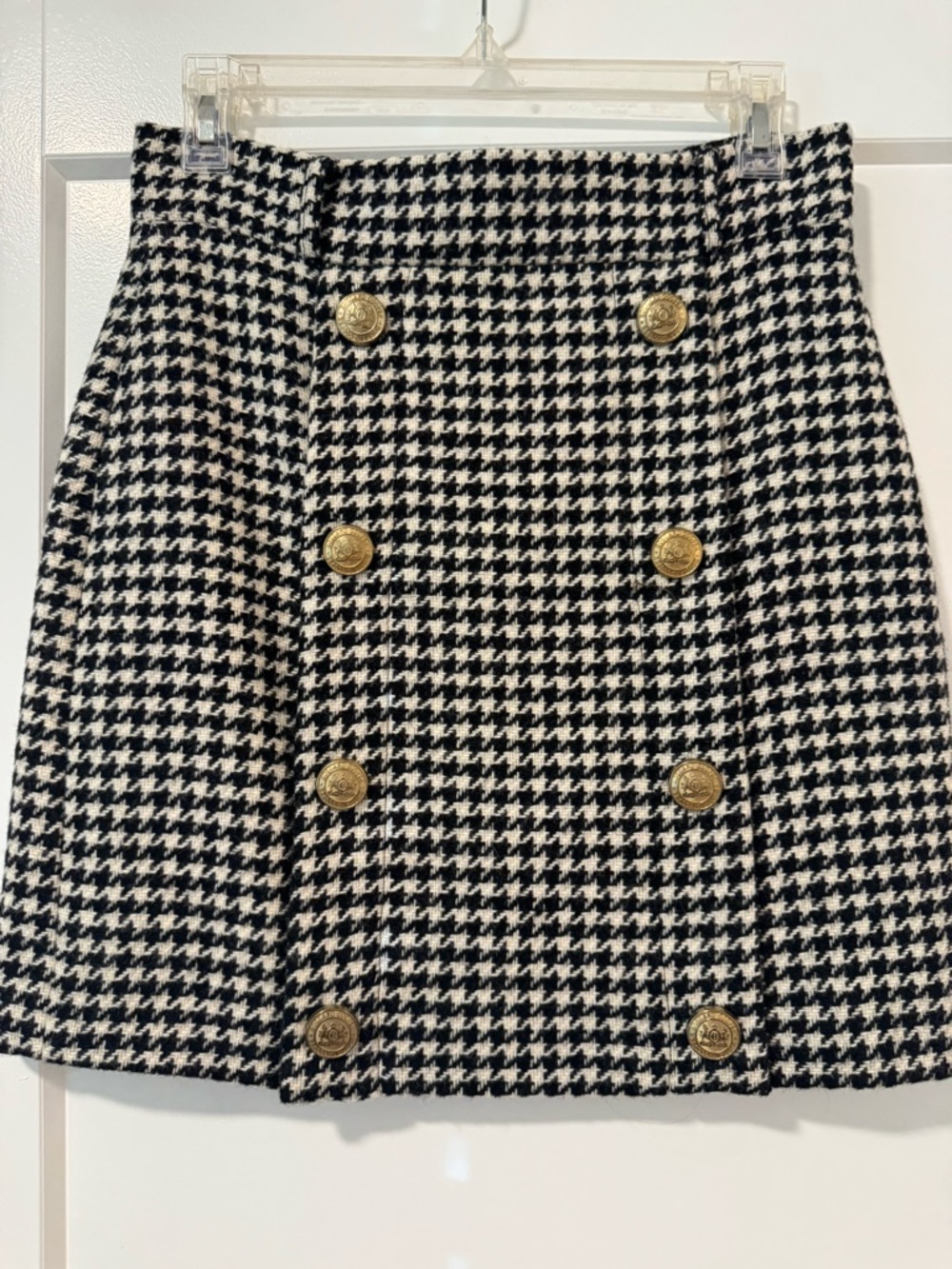 Holland Cooper Knightsbridge Houndstooth Wool Mini Skirt US 6/UK 10 | Made in UK